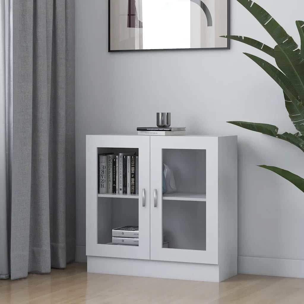 Armadietto con Vetrina Bianco 82,5x30,5x80 cm Legno Multistrato 802741