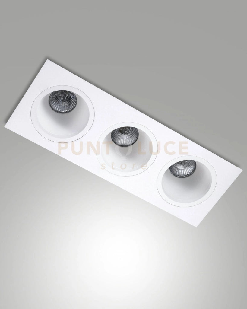 LEON CORNICE DI FARETTI INCASSO 3 LUCI BIANCA ATTACCO GU10 35,5X12,8CM