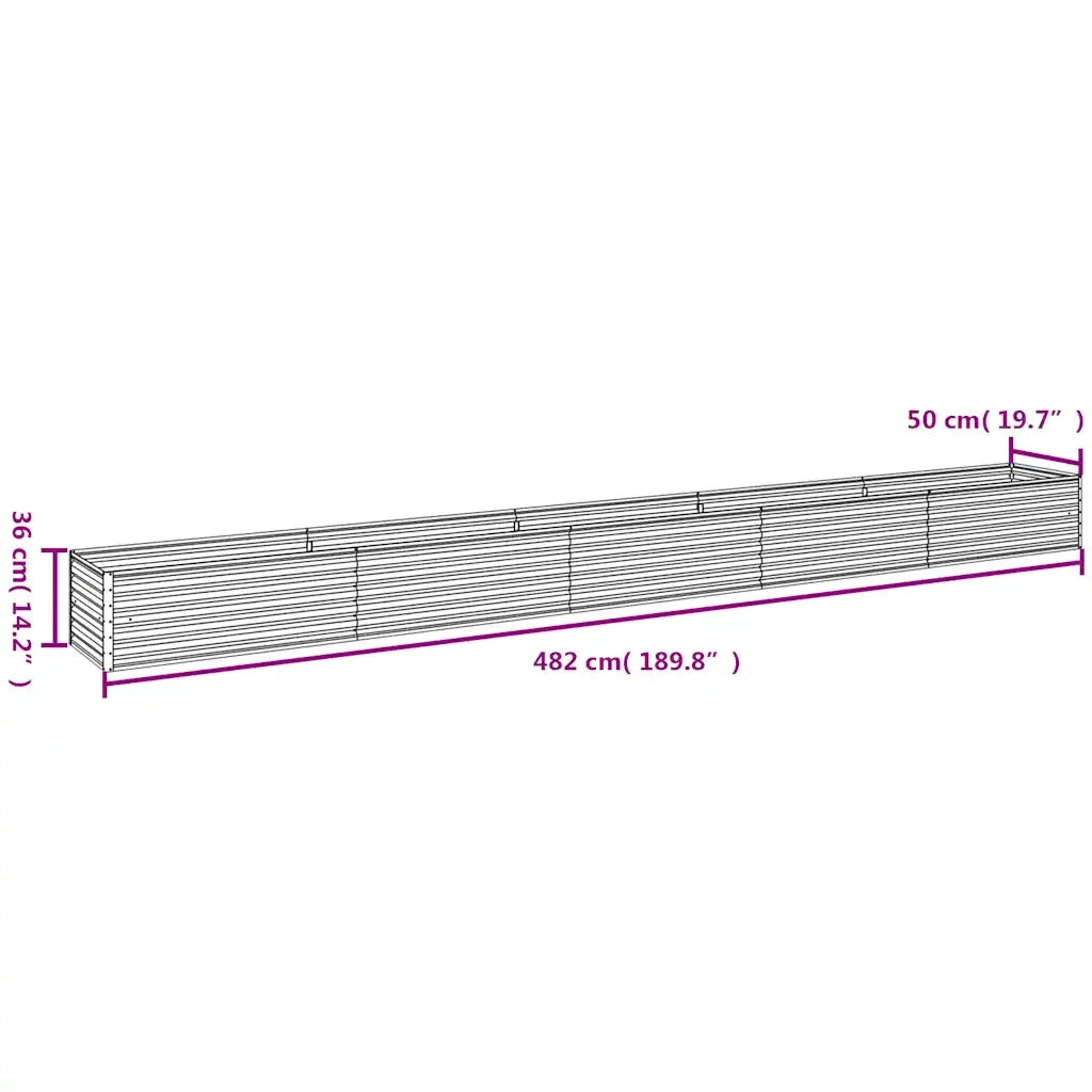 Fioriera decorativa rialzata per giardino balcone terrazzo 482 x 50 x 36 cm con robusto supporto in acciaio corten 02_0046129