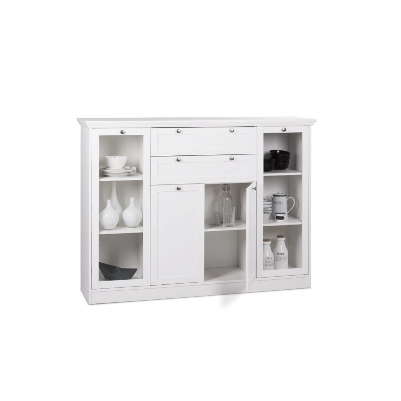 Credenza Landwood 53 bianca con vetrina