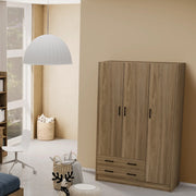 Armadio 3 ante e 2 cassetti Noce Naturale Cm 135x52xH 210