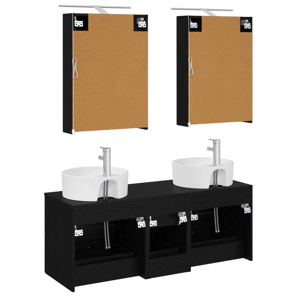 Set di mobili per il bagno 5 pcs Rovere Nero 3406912