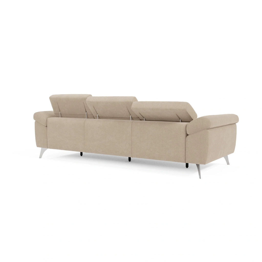 Donatello Divano con 3 sedute allungabili braccioli contenitore e poggiatesta reclinabili in tessuto smacchiabile T23 265 cm beige