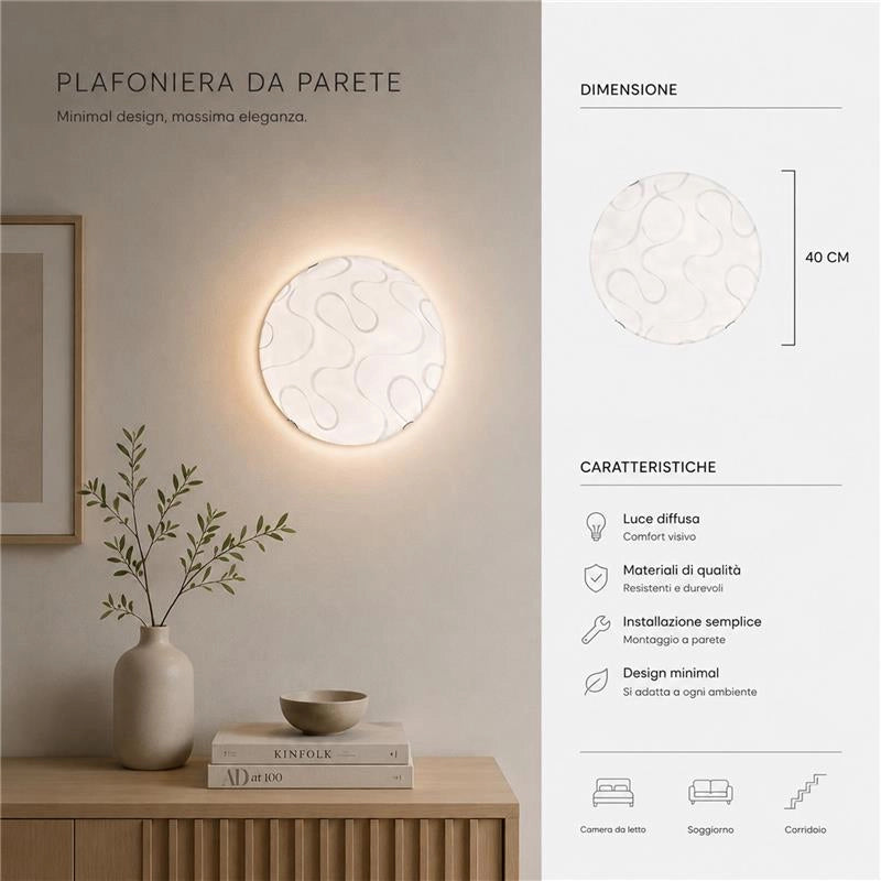 ONDA LAMPADA PLAFONIERA 2 LAMPADINE E27 40 CM ONDINA