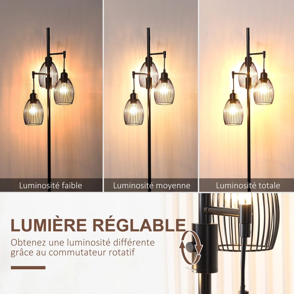 Lampada da Terra Industriale ¨C Zephmum ¨C Nero, Metallo, Regolabile