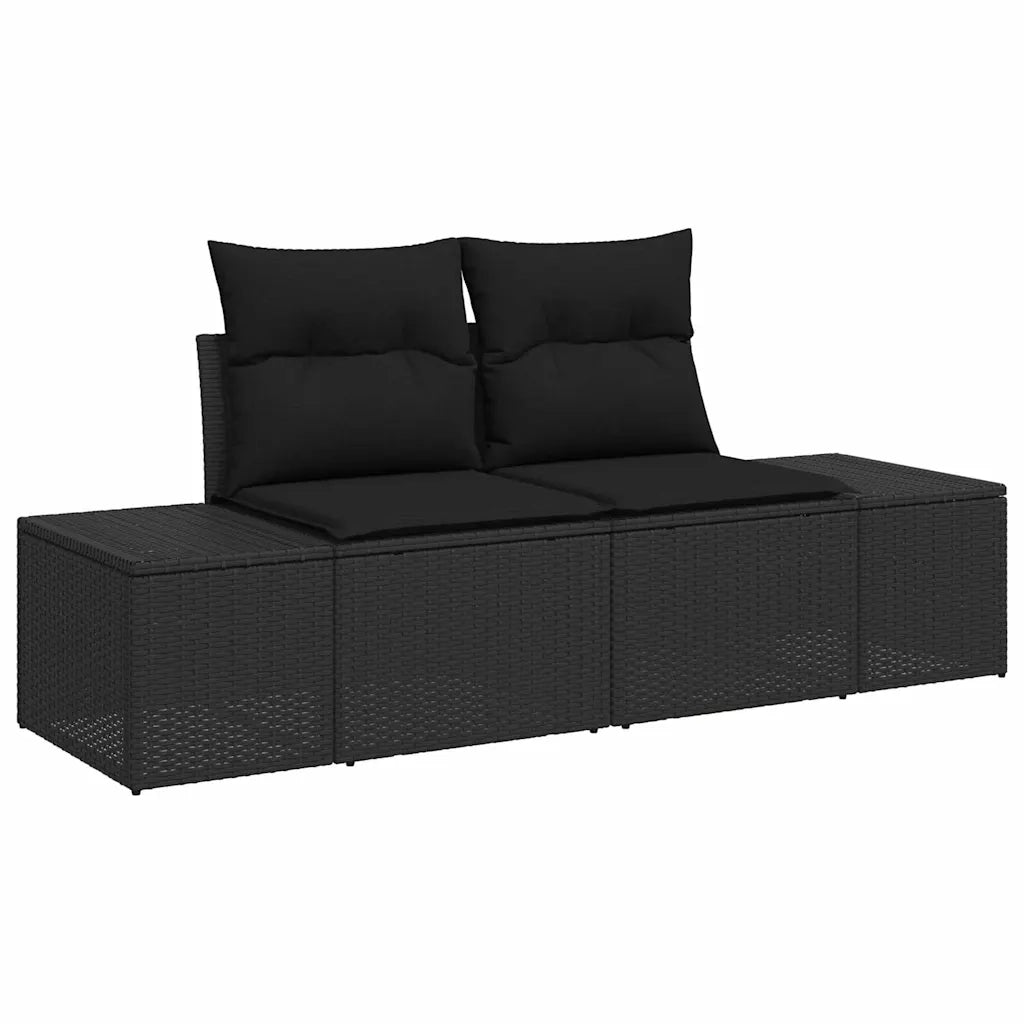 Set Divano da Giardino con cuscino 8 pcs Nero polyrattan