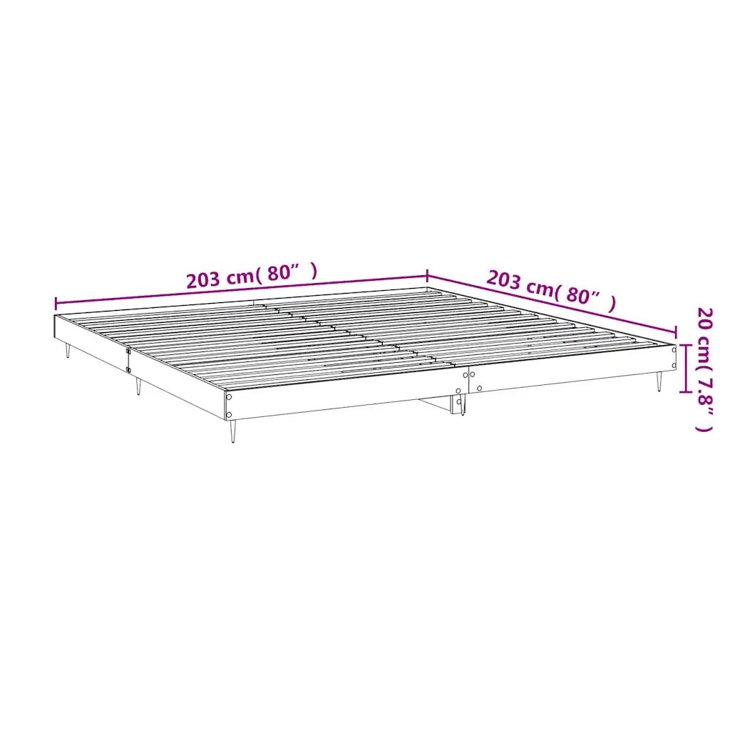 Letto matrimoniale | Letto per adulti | Giroletto Grigio Sonoma 200x200 cm in Legno Multistrato