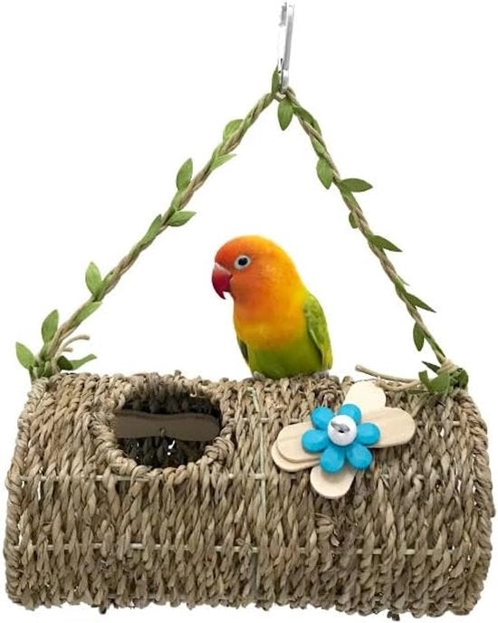 Tenda per uccelli con lettino, tunnel per passerotti, accessori per animali domestici - adatto per passerotti e hamsters (colore fiore a scelta)