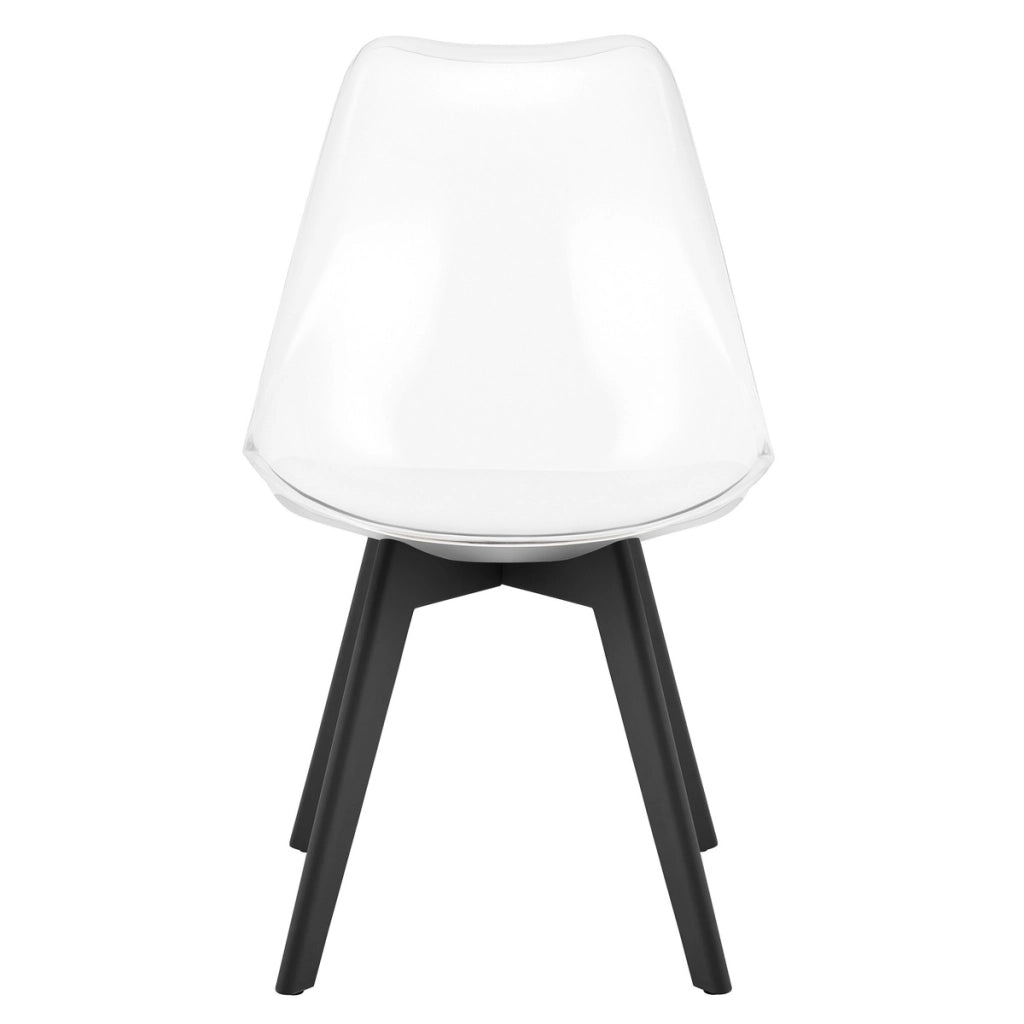 Sedia Mark trasparente con cuscino bianco e gambe nere