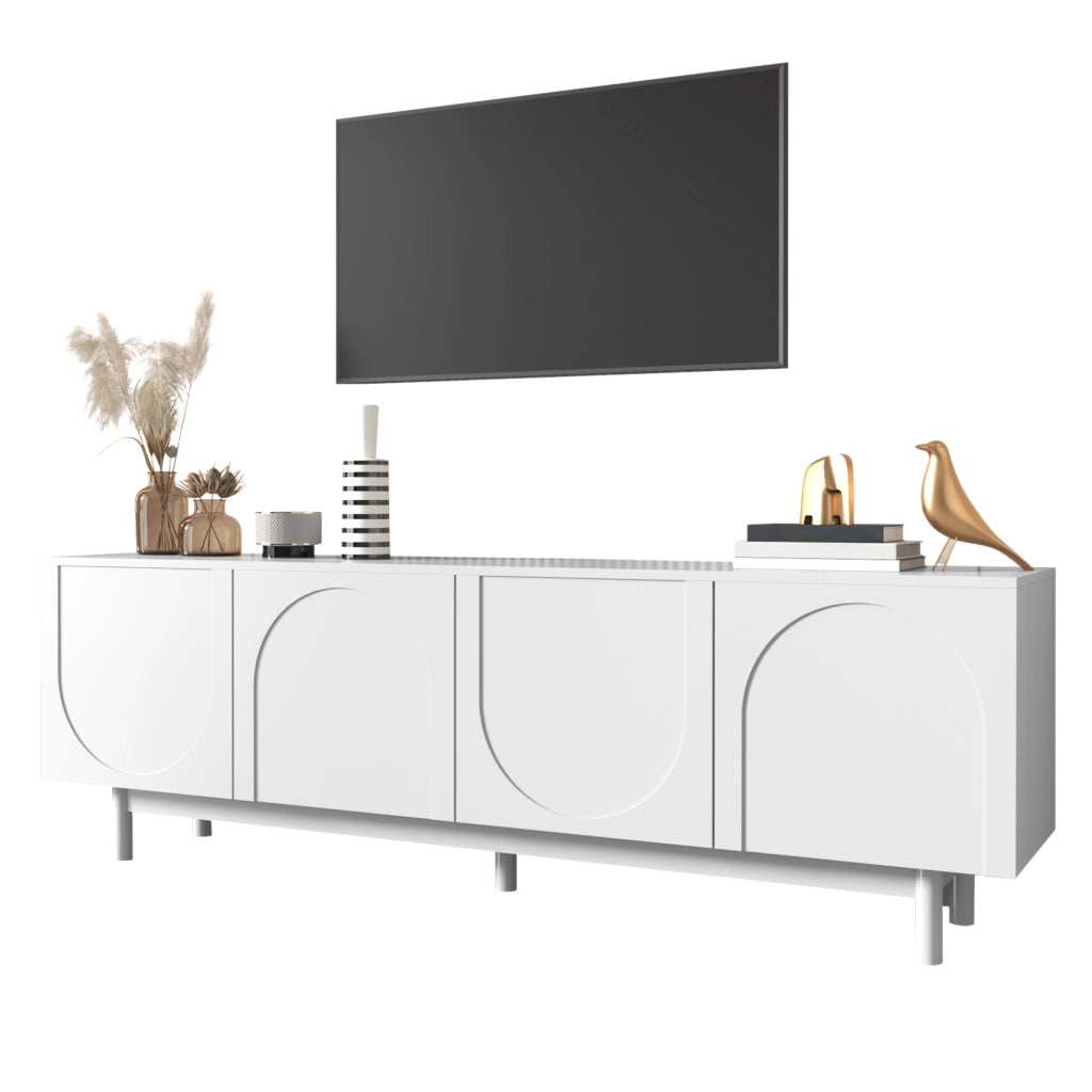 Cassettiera TV bianca in truciolato lunghezza 175 cm