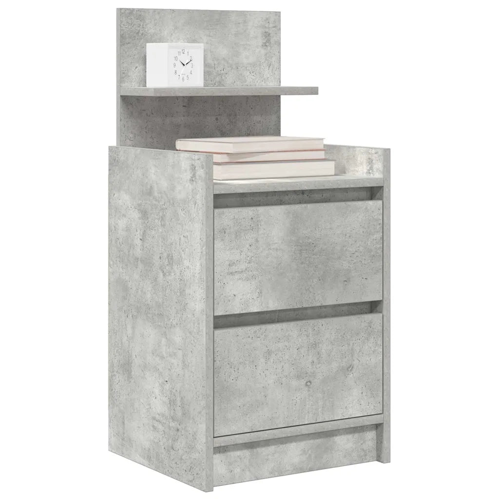 Comodino con 2 Cassetti Grigio Cemento 38x34x80 cm 861361