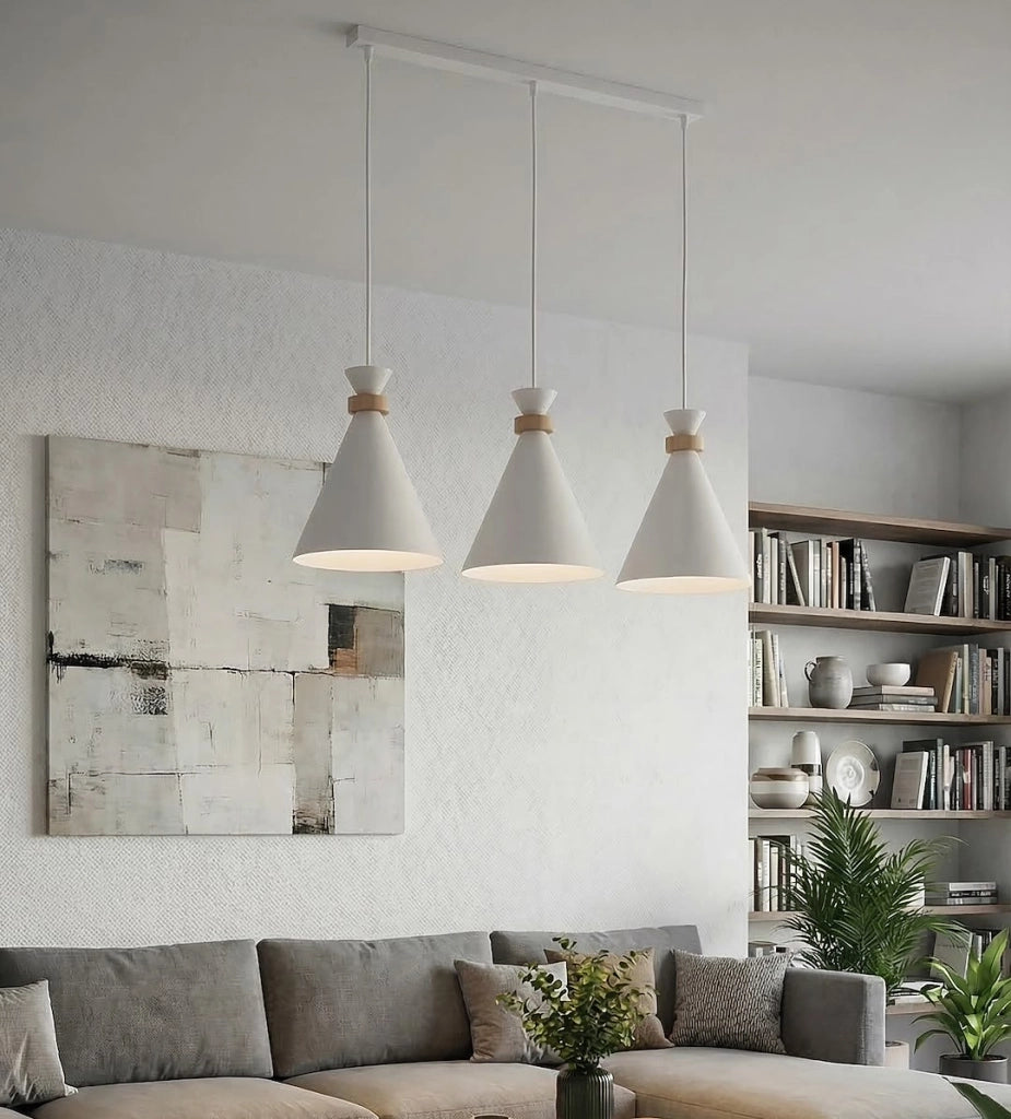 Lampadario ZERO bianco 3xE27 legno Emibig
