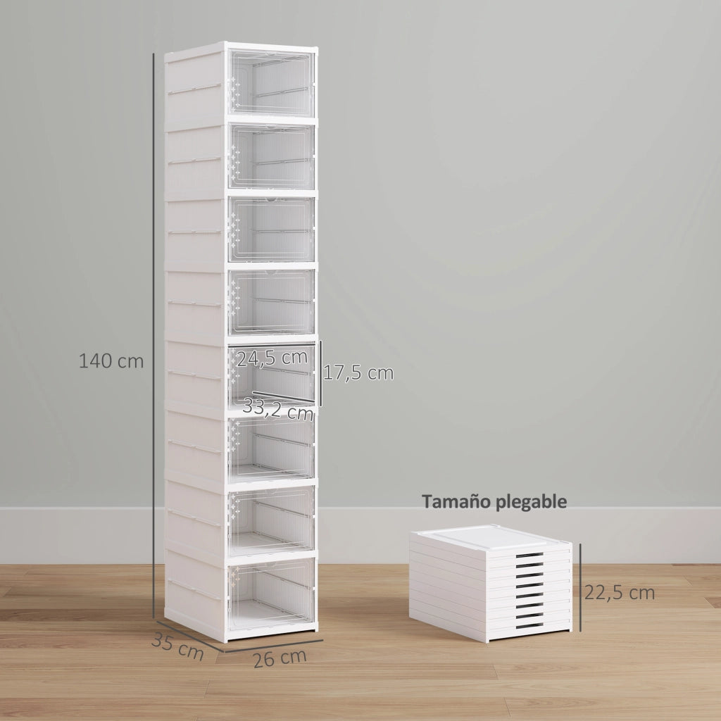 Scatola Portascarpe Impilabile Trasparente ¨C Xylo ¨C 8 Pezzi Pieghevole Bianco