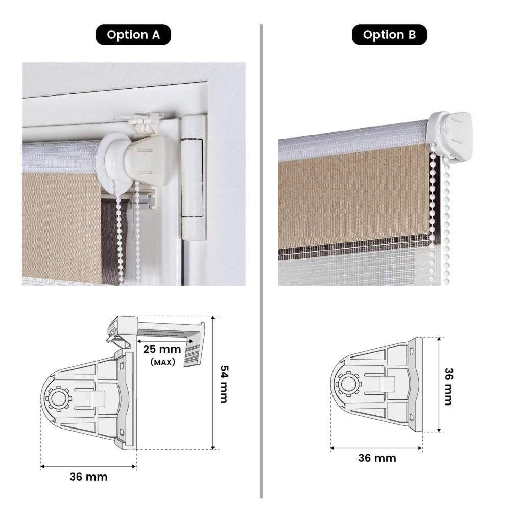 Tenda a Rullo giorno / notte installazione senza foratura EasyFix Bianco-grigio-beige 60x180 cm