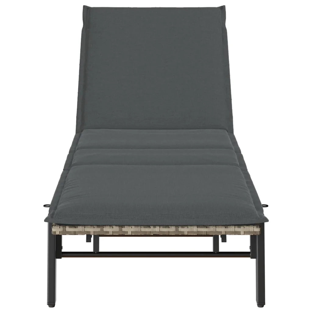 Lettino Prendisole con Cuscino Grigio Chiaro in Polyrattan 4104084