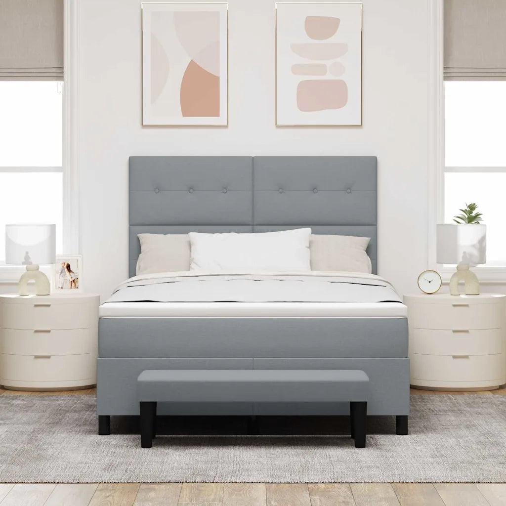 Letto a molle con materasso Grigio chiaro 160 x 200 cm Tessuto