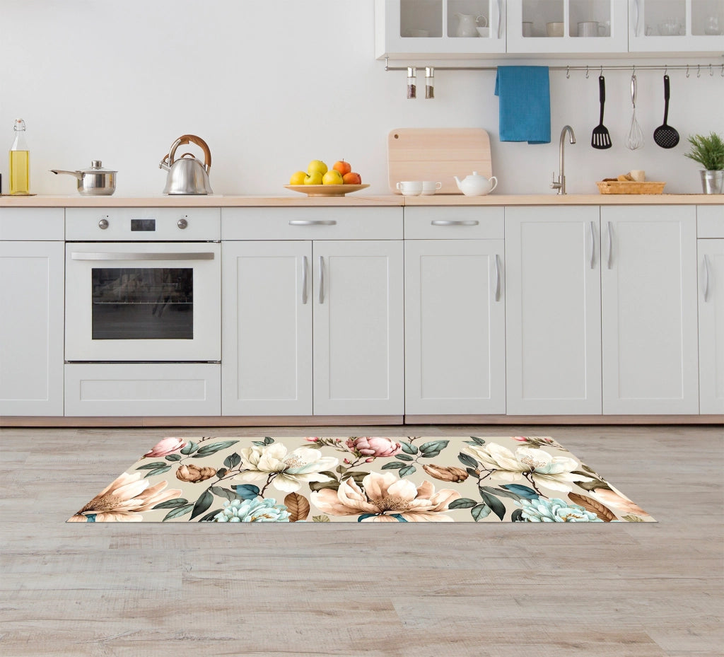 Tappeto passatoia fantasia made in Italy antiscivolo lavabile aderente Magnolie - 50x150 cm