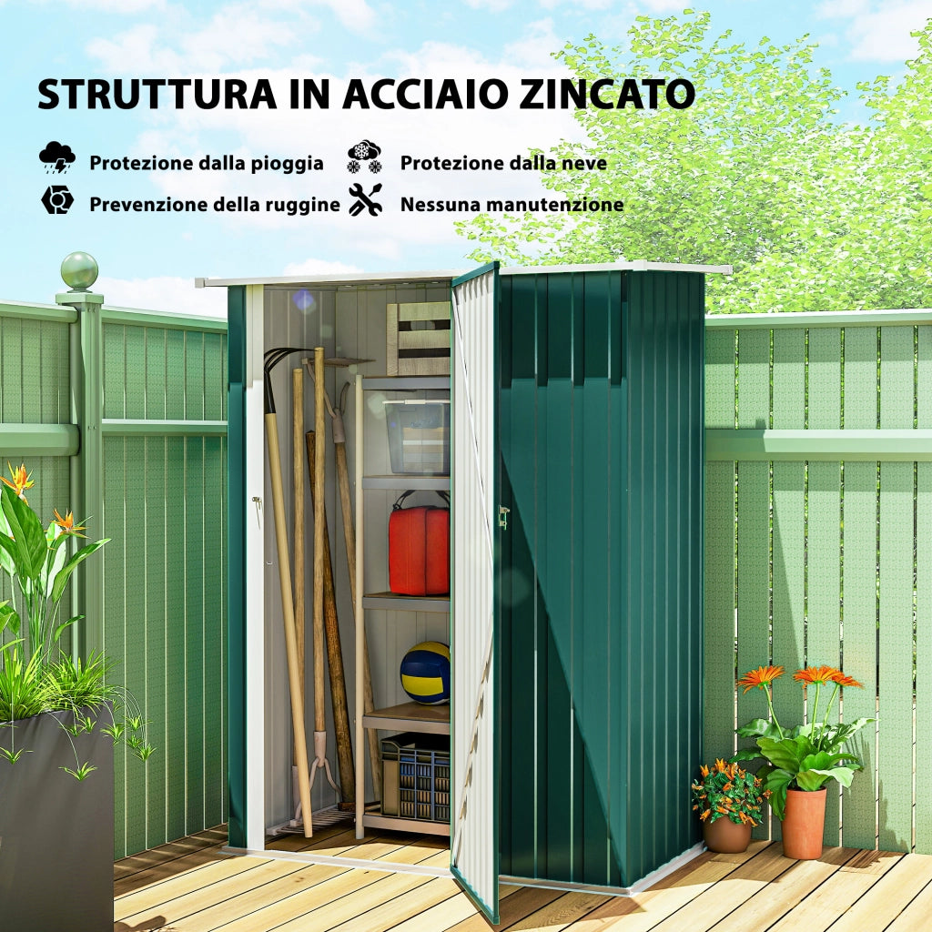 Capanno Attrezzi in Metallo ¨C zephmum ¨C Verde, 142x86x189 cm