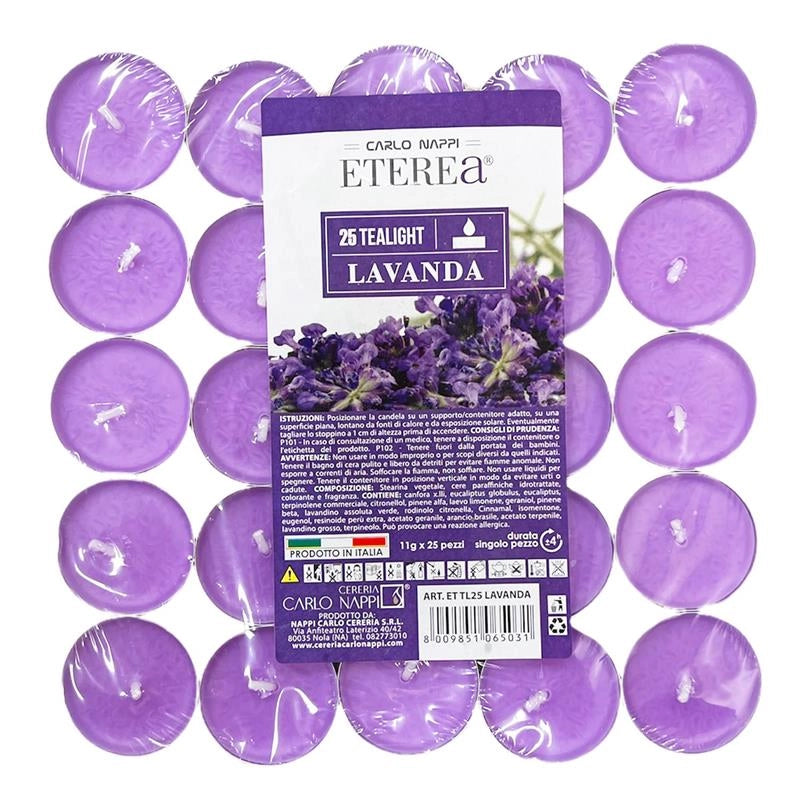 TEA LIGHT PROFUMATE ALLA LAVANDA IN CONFEZIONE DA 50 PEZZI