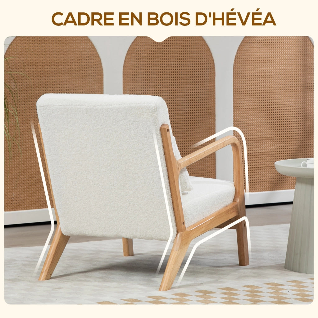 Poltrona relax ¨C zephmum ¨C velluto crema con struttura legno