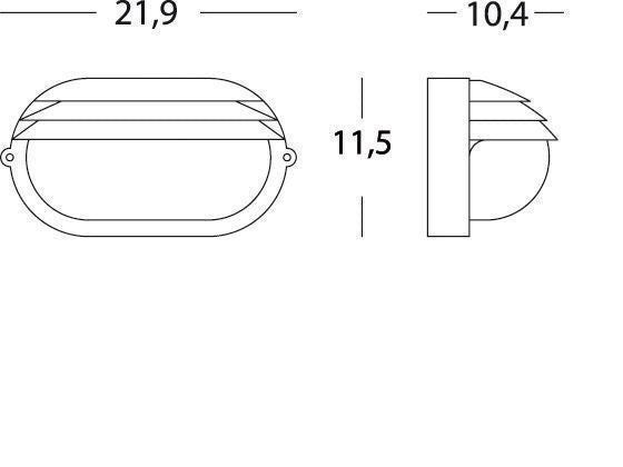 Applique Picc. E27 linea palpebra ovale nero