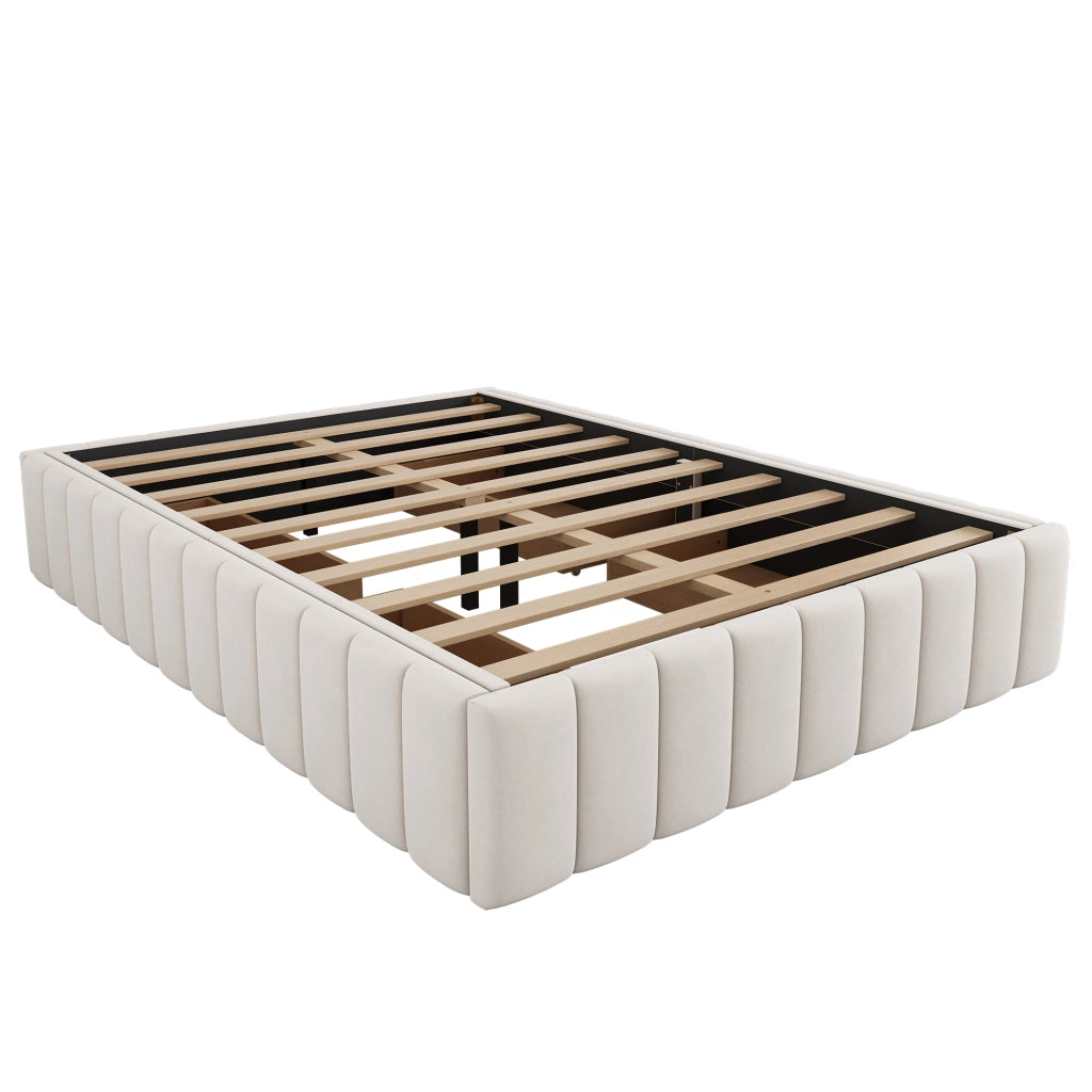 letto imbottito velluto beige 140 x 200 cm