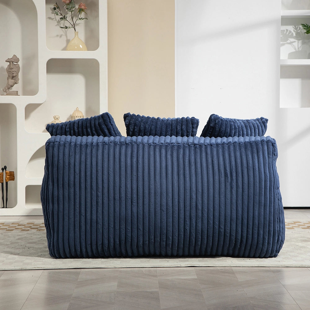 Cloud couch - Xylo - Velluto coste 3 cuscini blu scuro