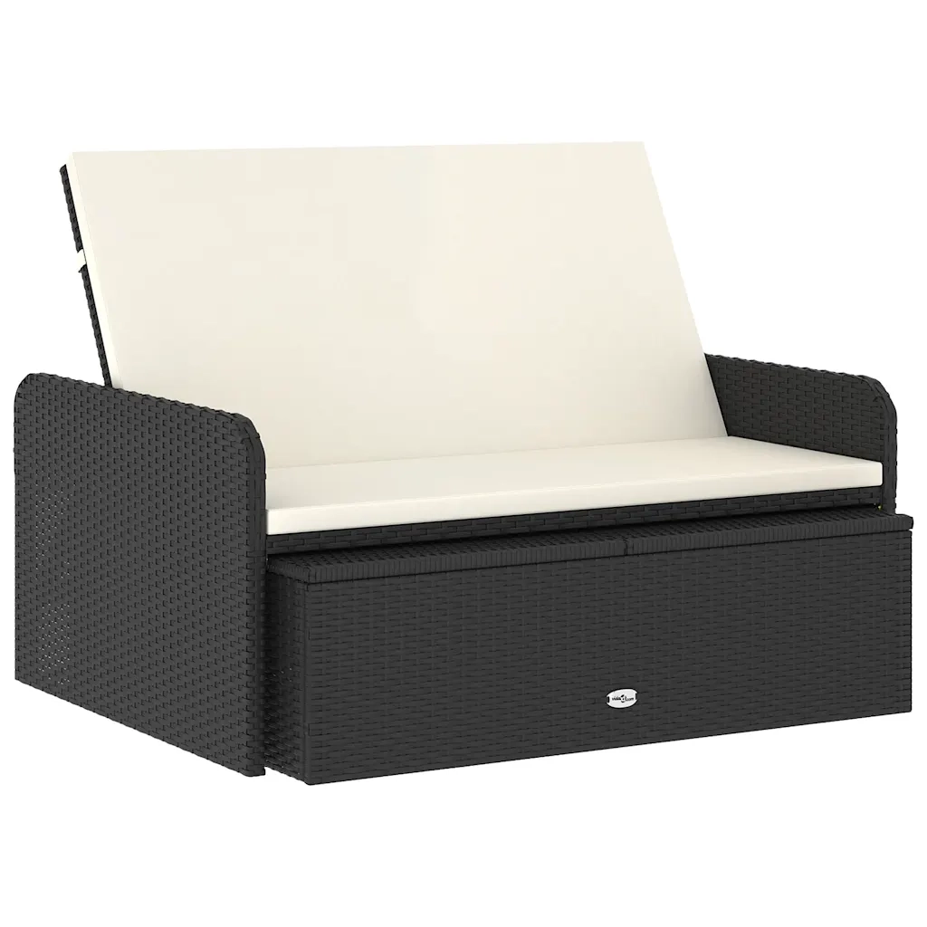 Set Divani da Giardino 2 pz con Cuscini in Polyrattan Nero 46078
