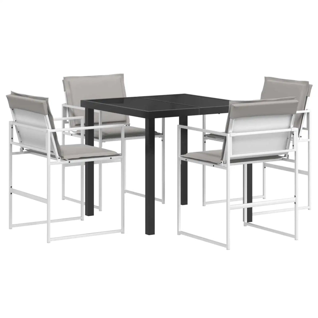 Set da Pranzo per Giardino 5 pcs Bianco e Grigio Chiaro 3448900