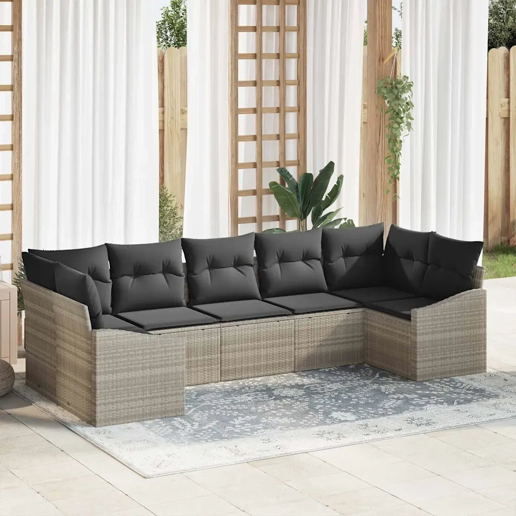 Set di divani con cuscino 7 pcs Grigio chiaro polyrattan 3346872