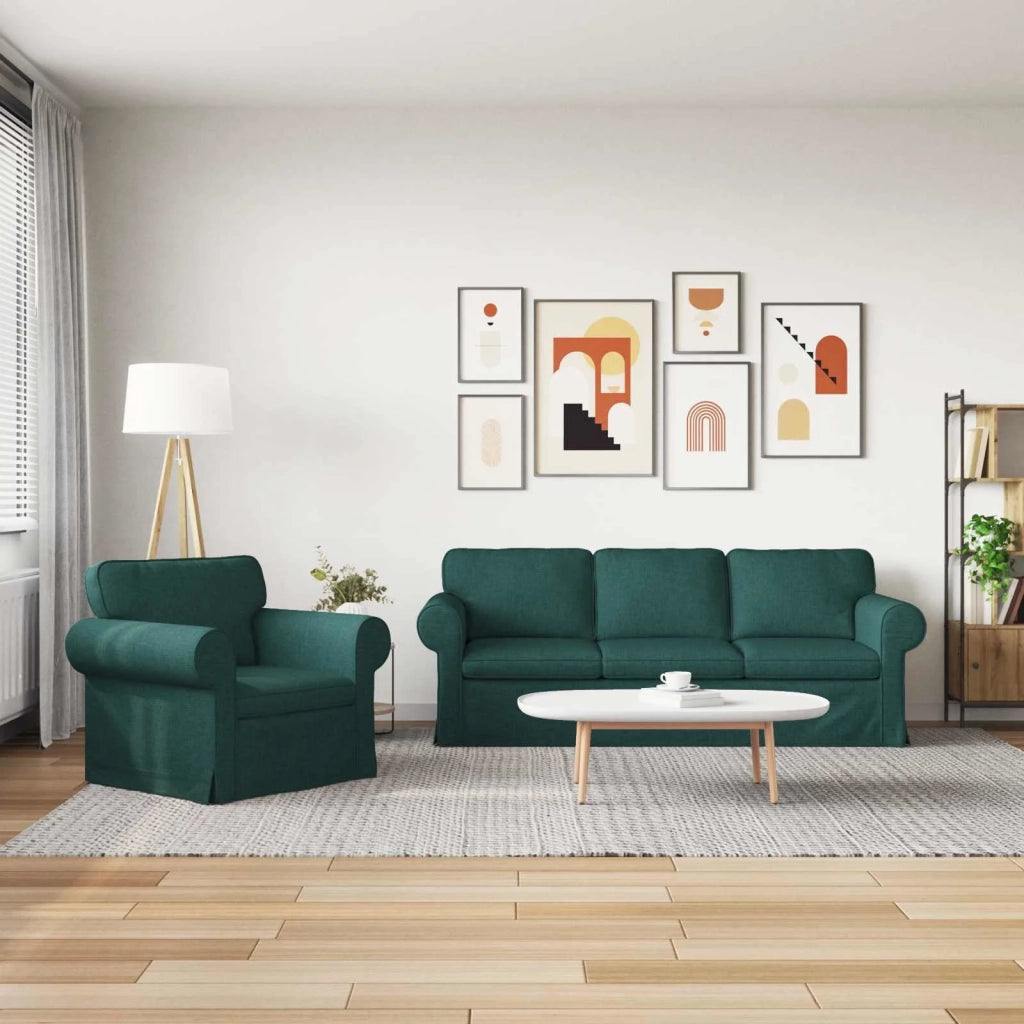 Set di divani 2 pcs Verde Scuro 215 x 82 x 80 cm Tessuto 3407577