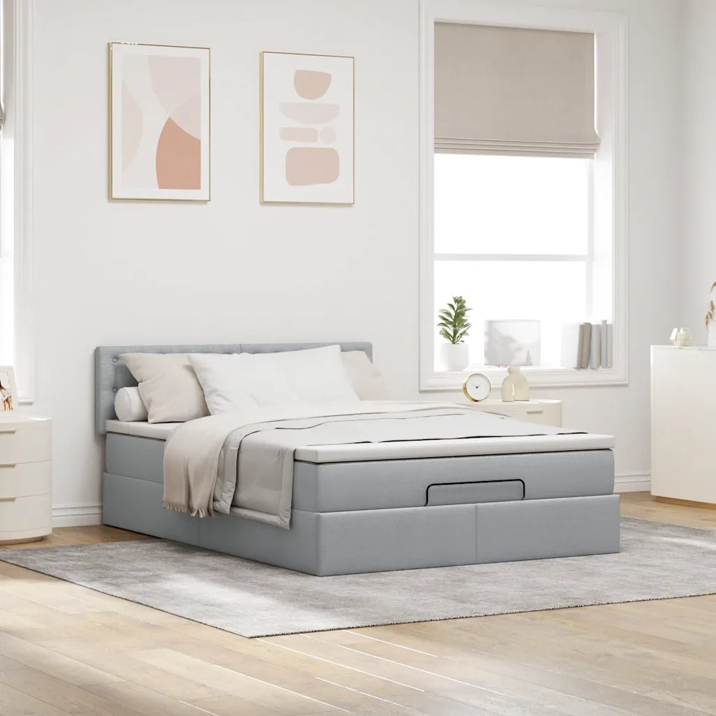 Pouf Letto con Materasso e LED Grigio Chiaro 140x190 cm 3312471