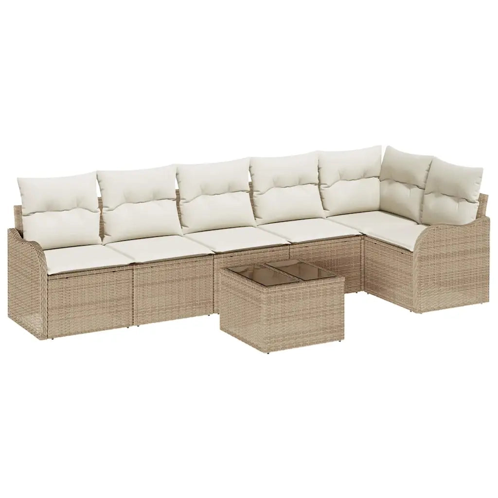 Set Divano da Giardino con cuscino 7 pcs Marrone Poly Rattan