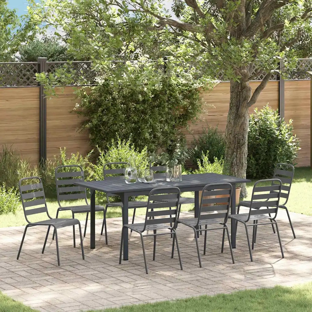 Set da Pranzo per Giardino 9 pcs Antracite