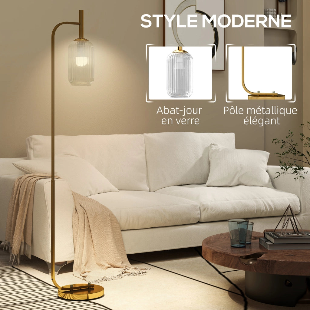 Lampada da terra ¨C Minimal ¨C metallo oro 29x25x152 cm