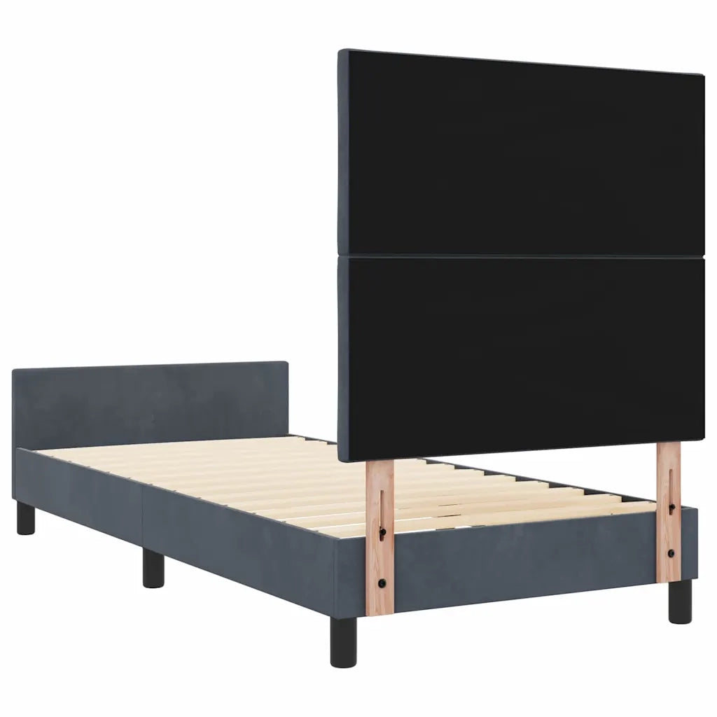 Letto a molle con testiera Grigio scuro 100 x 200 cm Velluto 3344988
