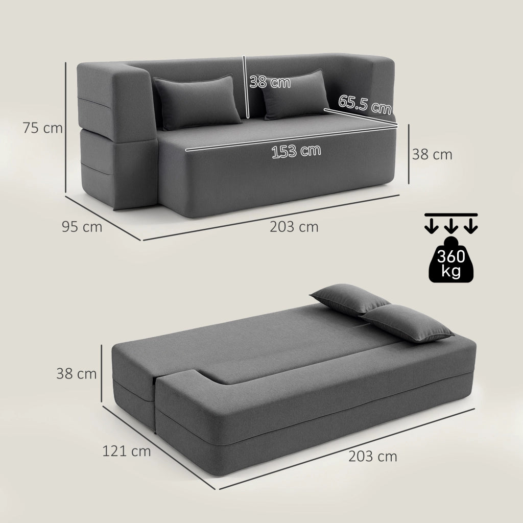 Divano letto 2 posti in chenille ¨C Zephmum ¨C Grigio