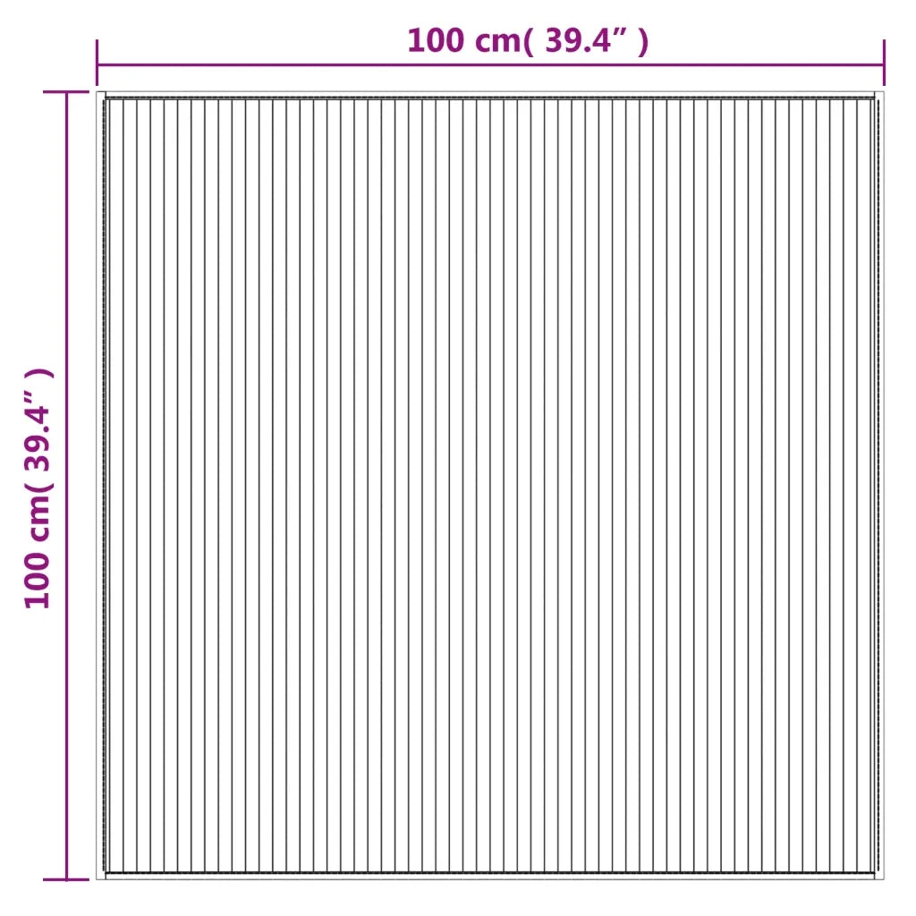 Tappeto Quadrato Marrone Scuro 100x100 cm in Bambù 376941
