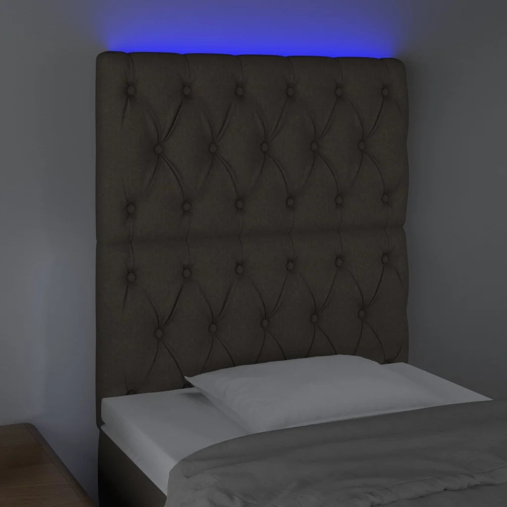 Testiera | Testata a LED tortora 80x7x118/128 cm in Tessuto