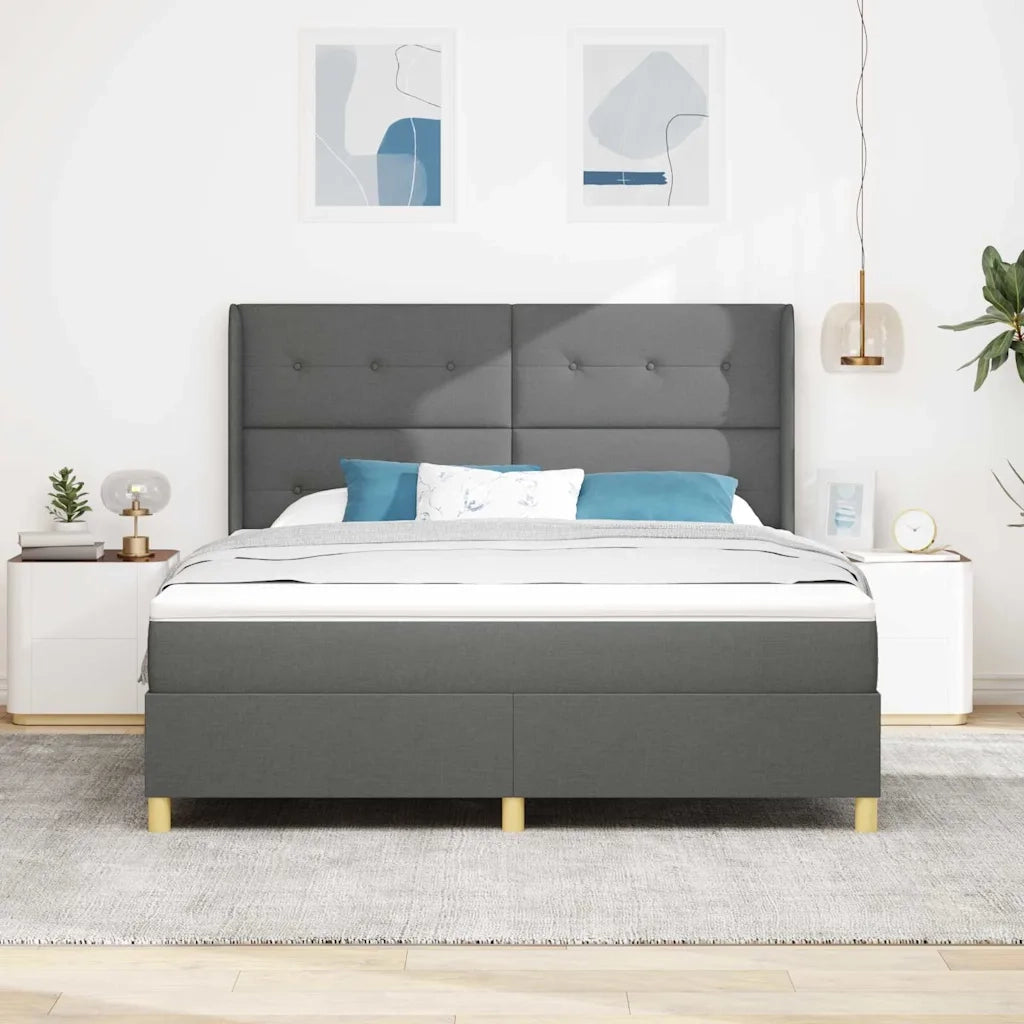 Letto a molle con materasso Grigio scuro 180 x 200 cm Tessuto 3341848