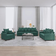 Set di Divani 3 pz con Cuscini Verde scuro in Velluto