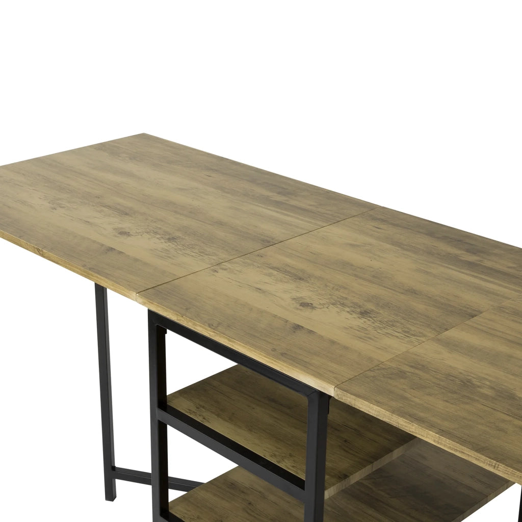 Tavolo Pieghevole con 3 Ripiani per Sala da Pranzo Tavolino da Salotto Scrivania Legno salvaspazio, FWT62-N