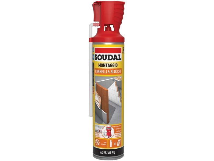 ADESIVO POLIURETANICO PANNELLI E BLOCCHI CON APPLICATORE SOUDAL 600 ml - SOUDAL