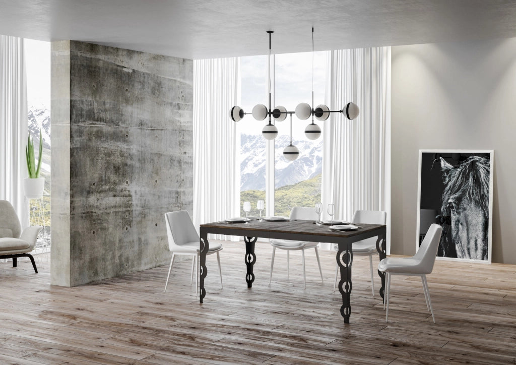 Tavolo allungabile 90x120/380 cm Karayan Evolution Noce telaio Antracite