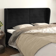 Testiera ad Orecchio Nera 183x23x118/128 cm in Velluto