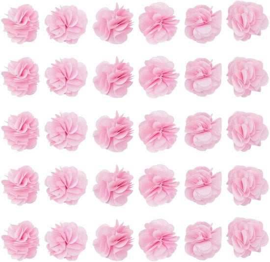 Set di 40 Fiori di Chiffon Rosa per Progetti DIY