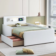Letto Singolo Imbottito per Bambini con Luce LED e USB ¨C MINIMAL ¨C Similpelle Bianco 90x200