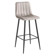 Sgabello alto Pozza in velluto beige scuro e metallo