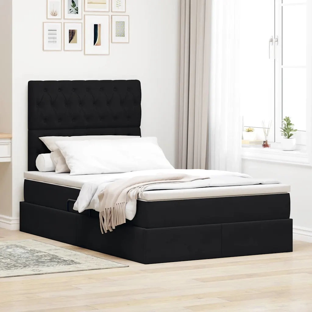 Letto con contenitore e materasso Nero 120 x 200 cm Velluto