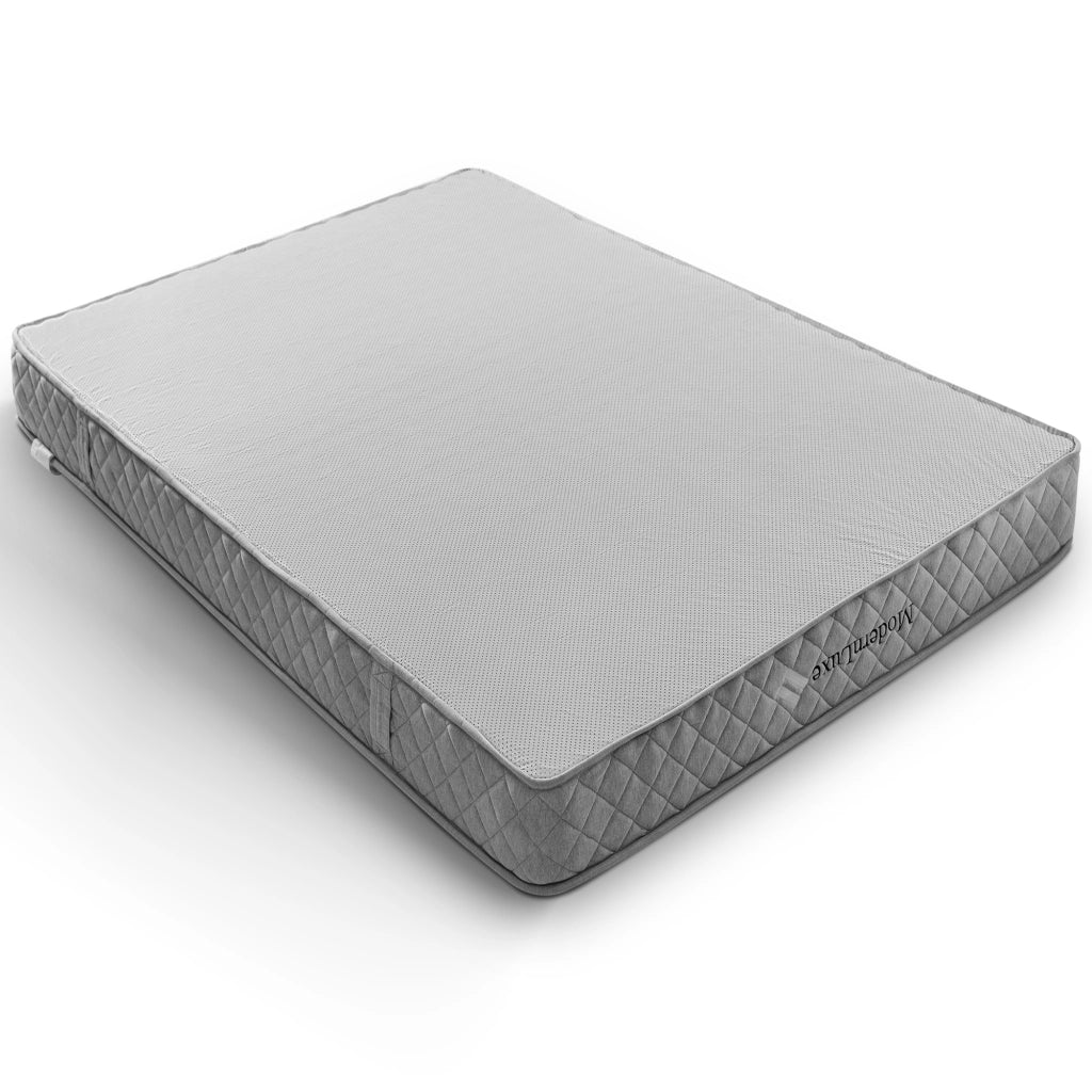 Letto contenitore 140 × 200 cm con testiera alta, LED, USB e Type-C, materasso incluso, grigio